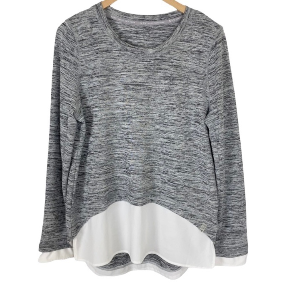 MARC NEW YORK Mixed Media Gray Space Dyed Sweater XL
